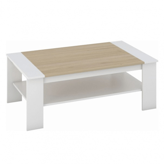 Konferenční stolek, bílá / dub sonoma, BAKER