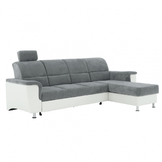 Roh malý, ekokůže bílá / látka šedá, pravá, SANTIAGO