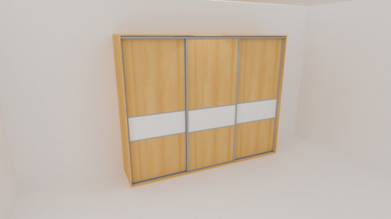 Skříň FLEXI 3 š.260cm v.240cm : 3x dveře dělené sklem LACOBEL - jen osobní odběr