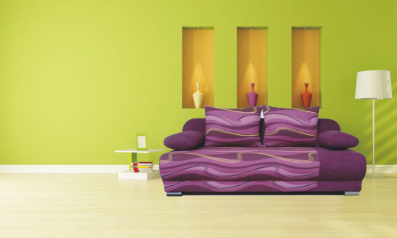 Futon fialová vlnky