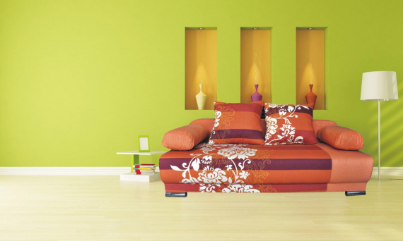 Pohovka Futon oranžový květ