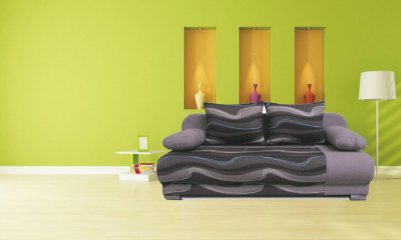 Futon šedá vlnky