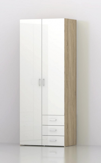 Skříň Sid 2d3s sonoma/bílý lesk