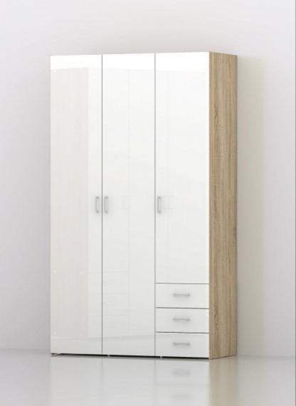 Skříň Sid 3d3s sonoma/bílý lesk