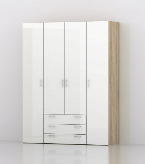 Skříň Sid 4d3s sonoma/bílý lesk