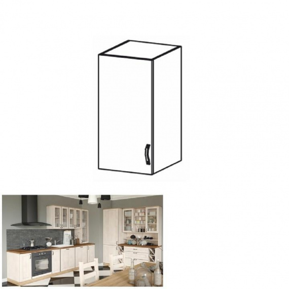 Horní skříňka, bílá / sosna skandinávská, levá, ROYAL G40