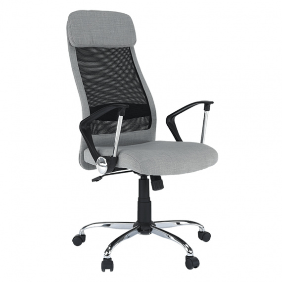 Kancelářské křeslo, látka světle šedá + síťka, Fabry