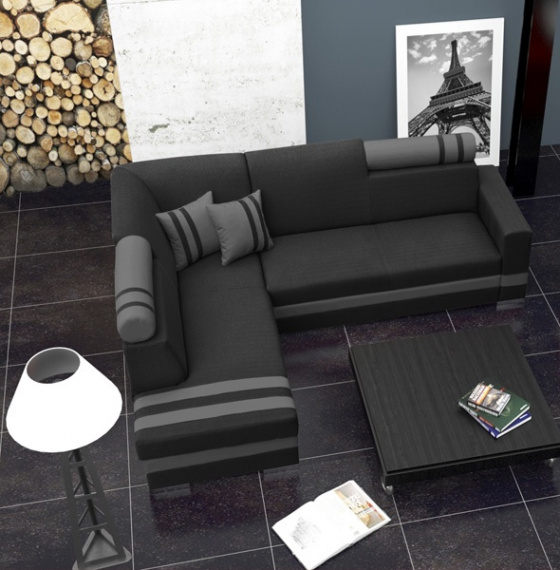 Sedací souprava Replay L černá/šedá