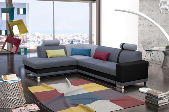 Sedací souprava Tira L šedá/černá