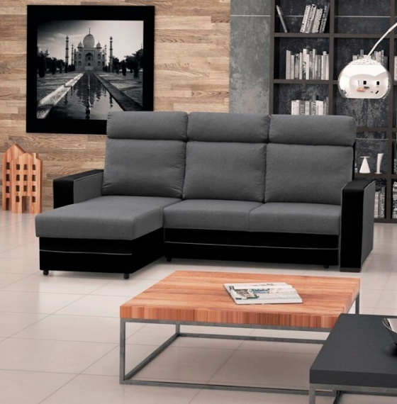 Sedací souprava Maxim L tm.šedá/EKO černá