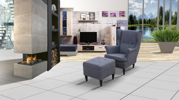 Křeslo Petra+Taburet sv.šedá