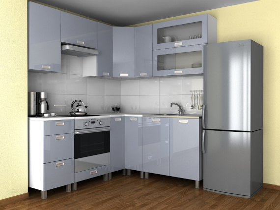 Rohová kuchyňská linka Grepolis KRF šedý lesk