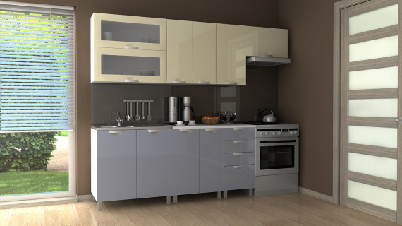 Kuchyňská linka Nadine RLG 180/240 vanilka/šedý lesk
