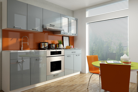 Kuchyňská linka Vicenza 220 šedý lesk