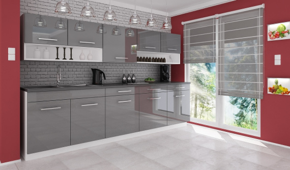 Kuchyňská linka Devil 260 šedý lesk