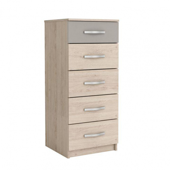 Komoda 5-zásuvková, dub arizona / šedá, GRAPHIC