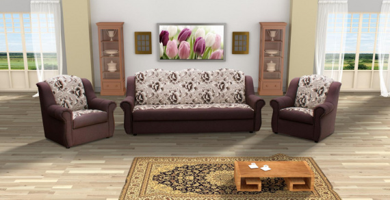 Sedací souprava Gamma 3F+1+1 hnědý květ