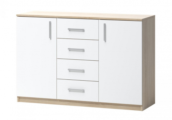 Komoda Fatra 03 2d4s dub sonoma/bílá