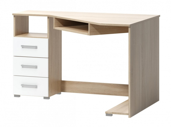 Rohový psací stůl Fatra 17 levý dub sonoma/bílá