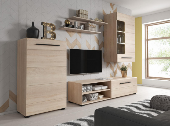 Obývací stěna s LED osvětlením Aurelie dub sonoma