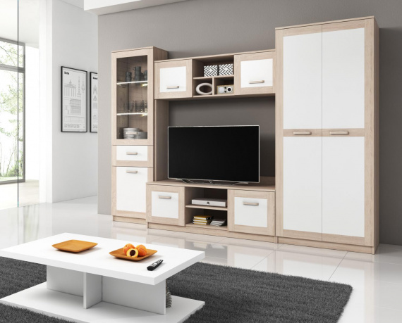 Obývací stěna Audrey dub sonoma/bílá