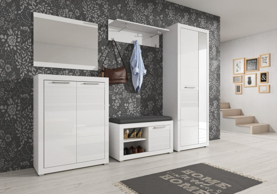 Předsíňová stěna Perla bílý lesk