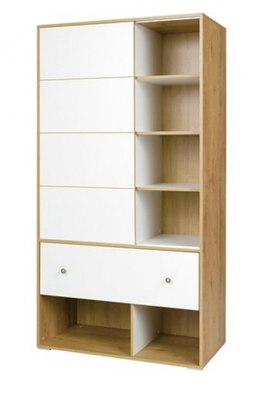 Regál Mefisto vysoký R1 dub lefkas/bílá