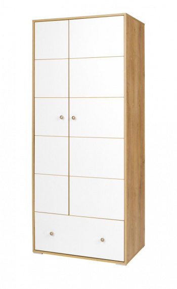 Skříň Mefisto R2 dub lefkas/bílá