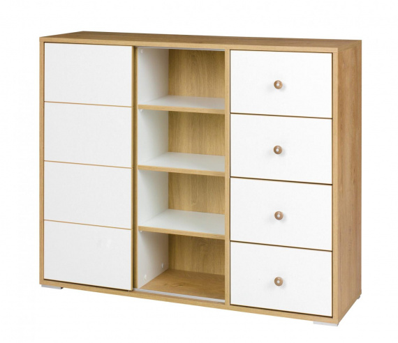 Komoda Mefisto R4 dub lefkas/bílá