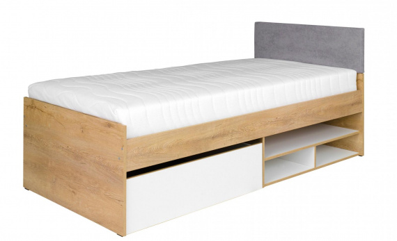 Postel Mefisto R7 dub lefkas/bílá/šedá