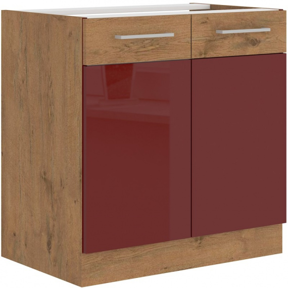 Kuchyňská skříňka Vega 80ZL2F dub lancelot/bordo lesk