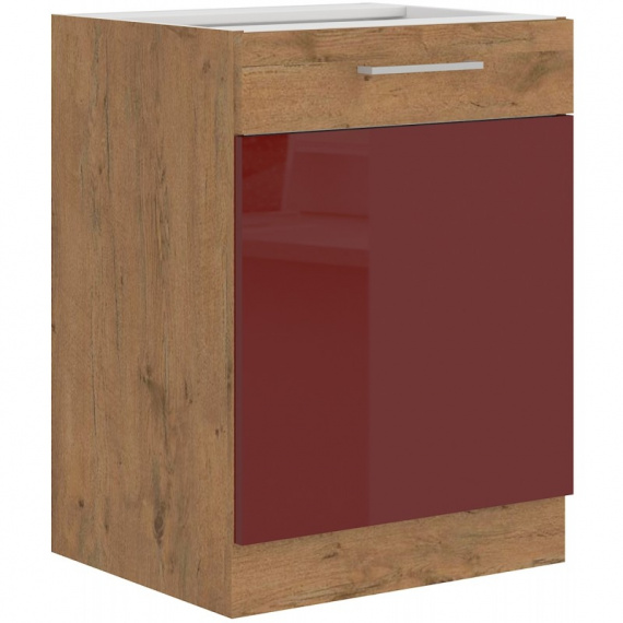 Kuchyňská skříňka Vega 60D1F dub lancelot/bordo lesk