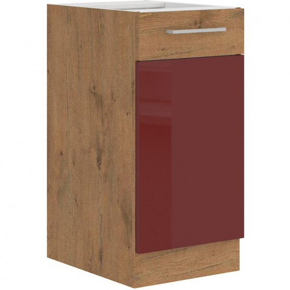 Kuchyňská skříňka Vega 40D1F dub lancelot/bordo lesk