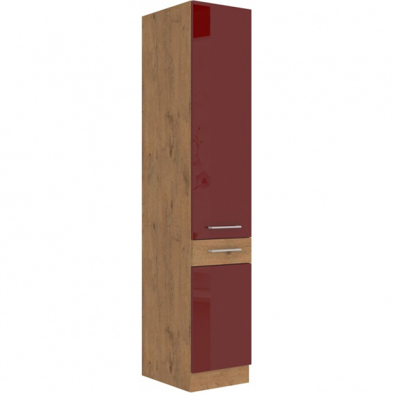 Kuchyňská potravinová skříň Vega 40DK210-2F dub lancelot/bordo lesk