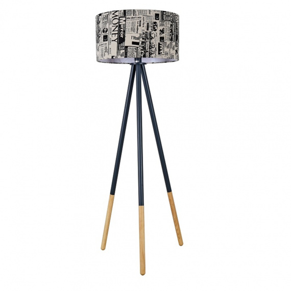 Stojací lampa, černý kov / látka, CINDA TYP 6