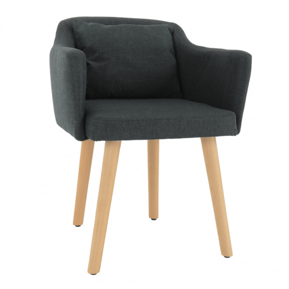 Designové křeslo, šedá látka / dřevo, DIPSY