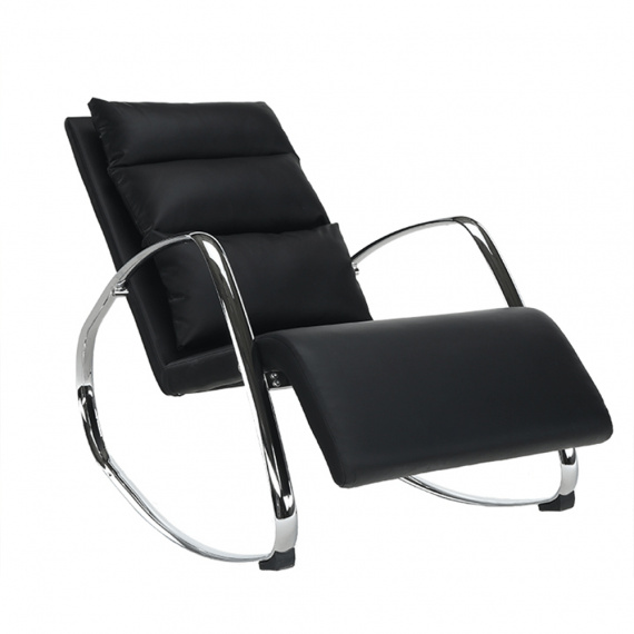 Houpací křeslo, ekokůže černá / chrom, DORA