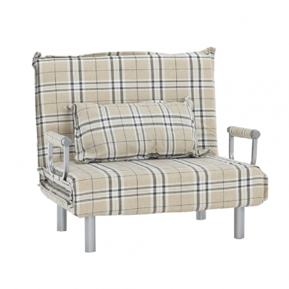 Rozkládací křeslo s polštářem, káro, SARAN