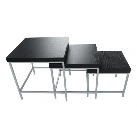 Sada 3 příručních stolků, černý dub / šedá, Alvan