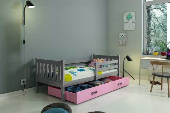 Postel Carlo 80x190 grafit/růžová