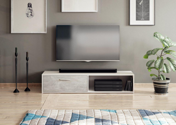 TV stolek Skip bílá/beton