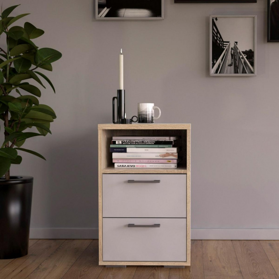 Noční stolek Dante 265 dub sonoma/bílý lesk