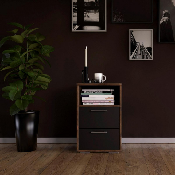 Noční stolek Dante 265 dub ořech/černý MAT