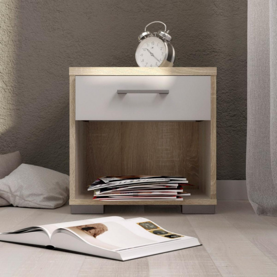 Noční stolek Dante 160 dub sonoma/bílý lesk