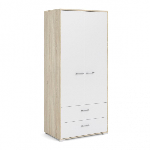 Skříň Dante 2D2S 328 dub sonoma/bílý lesk