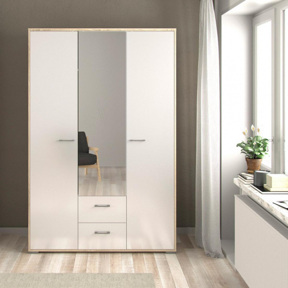 Skříň Dante 3D2S 329 dub sonoma/bílý lesk