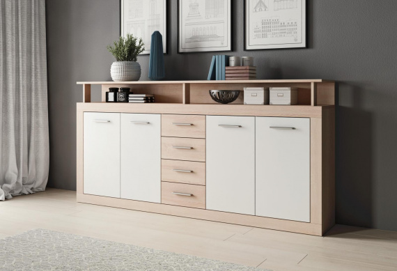 Komoda Lotus XXL dub sonoma/bílá