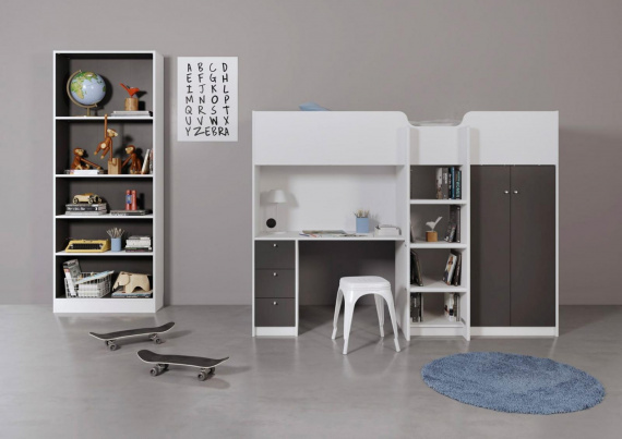 Patrová postel Lucas 090 90x200 bílá/šedá