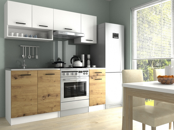 Kuchyňská linka Luigi II 120/180 bílá/dub artisan