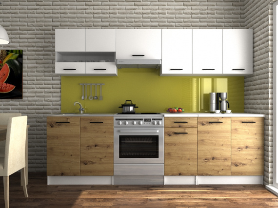 Kuchyňská linka Luigi III 200/260 bílá/dub artisan